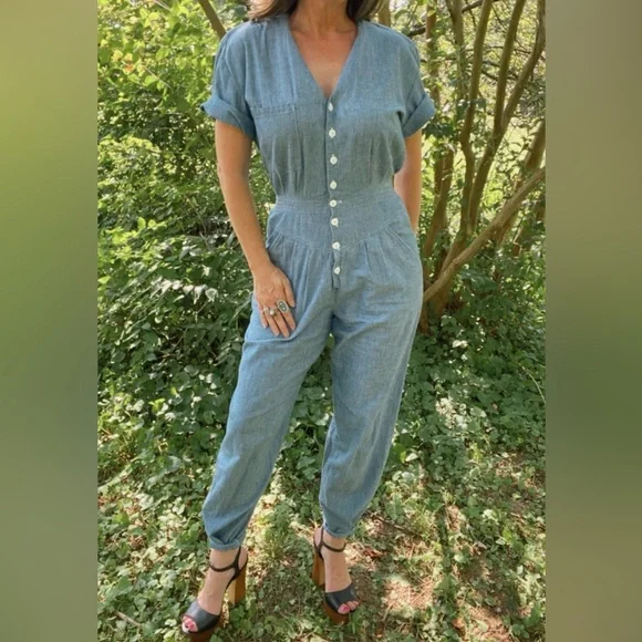 Vintage blue chambray jumpsuit - Picture 5 of 11